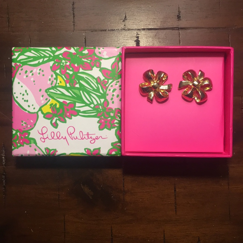 Lilly Pulitzer gold ribbon earrings